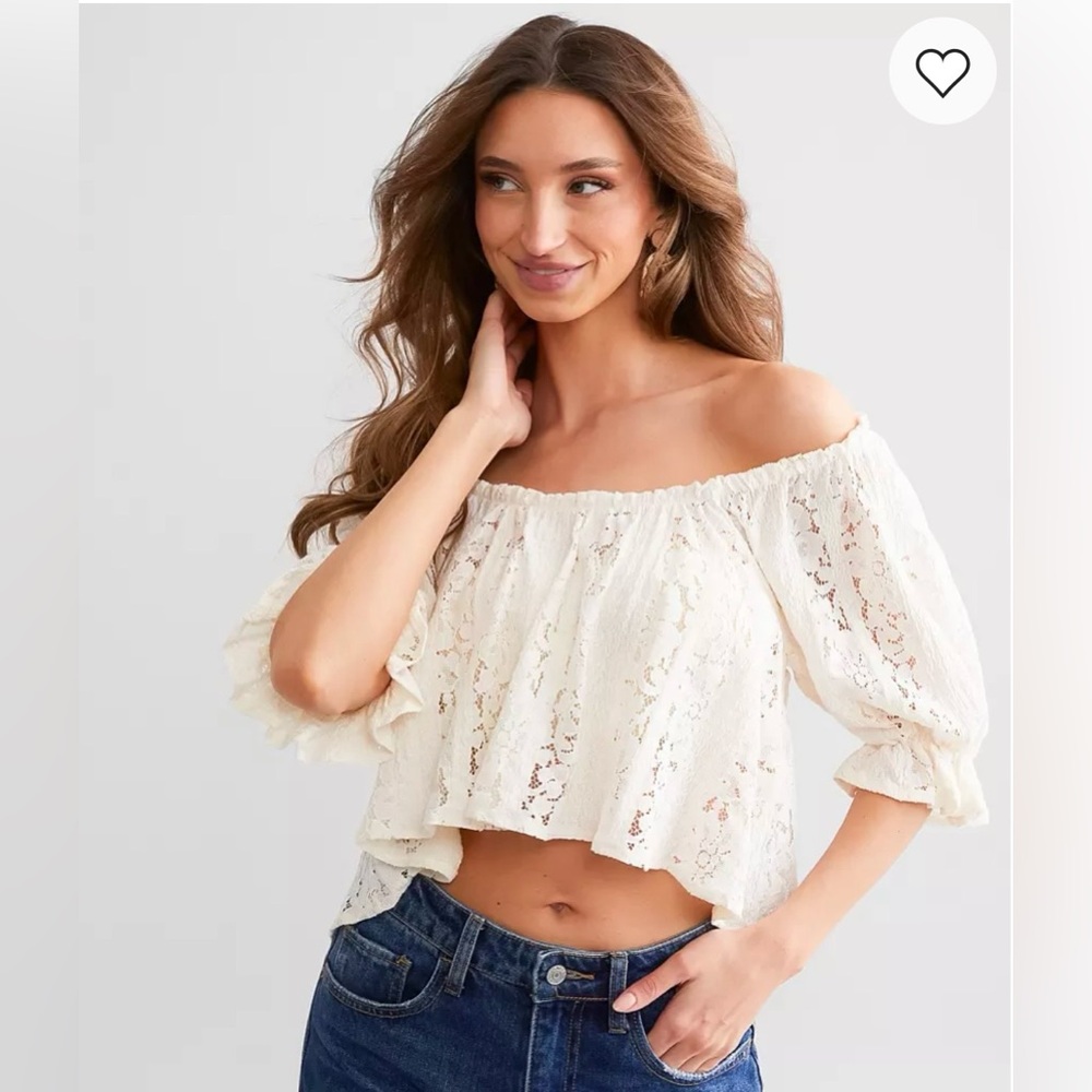 NWT MUSE Lace Cropped Top Ivory Lace Blouse Women’s Size XS & S